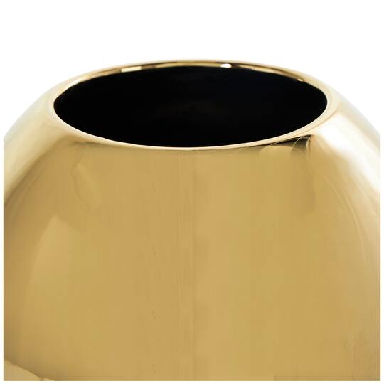 CosmoLiving by Cosmopolitan 13" Ceramic Vase with Abstract Gold Melting Drips